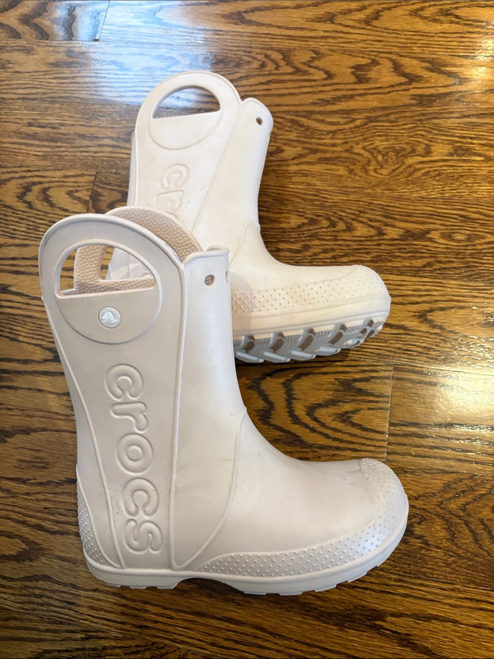 CROCS Pink Rain Boots with Pull Handles size 3